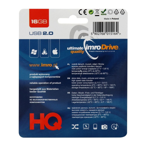 Stick USB IMRO Black 16GB, USB 2.0, Metal, Negru [1]