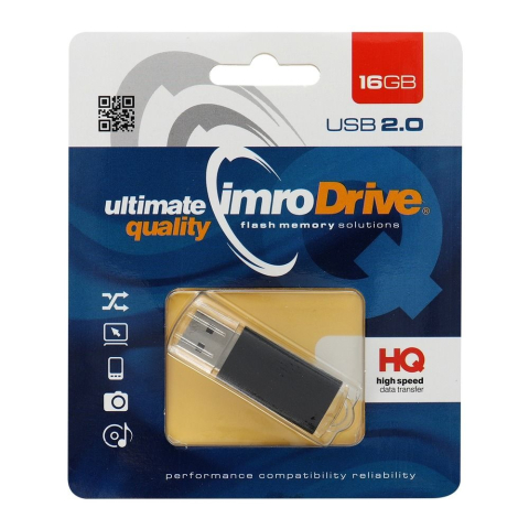 Stick-uri si carduri de memorie - Stick USB IMRO Black 16GB, USB 2.0, Metal, Negru