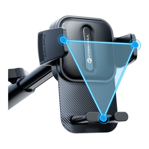 Suport Auto Forcell F-Grip Guardian pentru Parbriz si Bord, Rotire 360°, 55-100 mm, Negru [1]