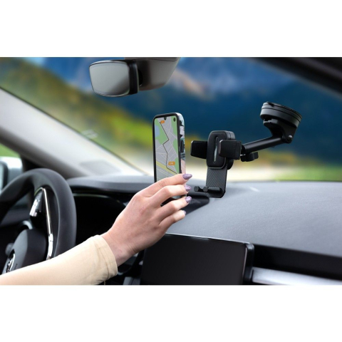 Suport Auto Forcell F-Grip Guardian pentru Parbriz si Bord, Rotire 360°, 55-100 mm, Negru [2]