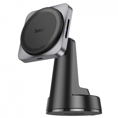 Suport Auto Hoco cu Încărcare Wireless pentru Consolă Centrală, Compatibil MagSafe, 15W, HW16, Negru/Metal Gri [1]