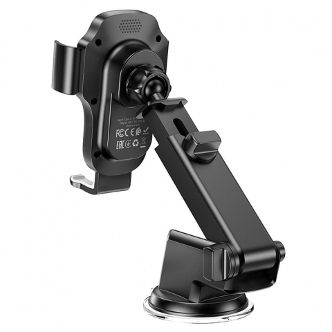 Suport Auto Hoco cu Încărcare Wireless pentru Parbriz și Consola Centrală, 15W, HW3, Negru [3]