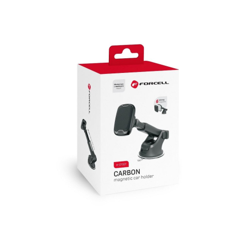 Suport Auto Magnetic Forcell F-Grip Carbon H-CT327 pentru Parbriz si Bord, Rotire 360°, Negru [7]