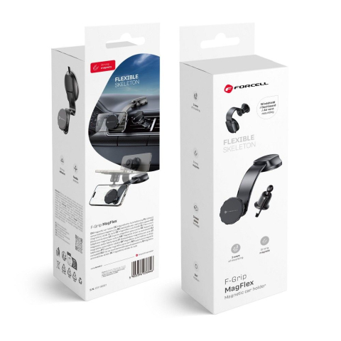 Suporturi auto - Suport Auto Magnetic Forcell F-Grip MagFlex pentru Parbriz, Bord si Grila Ventilatie, Rotire 360°, Negru