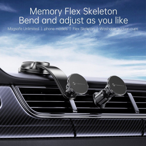 Suport Auto Magnetic Forcell F-Grip MagFlex pentru Parbriz, Bord si Grila Ventilatie, Rotire 360°, Negru [1]