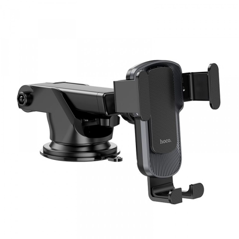 Suport Auto, pentru telefon, pentru parbriz/bord, prindere dispozitiv cu cleme, Auto-Gravity, brat telescopic, rotire 360°, Negru, HOCO (CA104) [7]