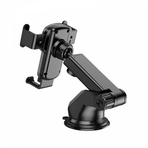 Suport Auto, pentru telefon, pentru parbriz/bord, prindere dispozitiv cu cleme, Auto-Gravity, brat telescopic, rotire 360°, Negru, HOCO (CA104) [5]