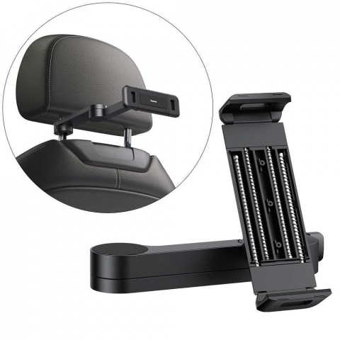 Suporturi auto - Suport Reglabil Baseus pentru Tetiere, pentru Tablete și Smartphone-uri, 4.7"-12.3", Negru, SULR-A01