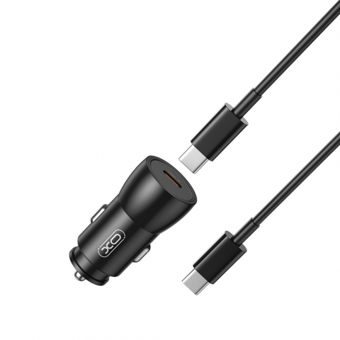 Incarcatoare - XO încărcător auto 25W USB-C + cablu USB-C la USB-C, negru (model CC57)