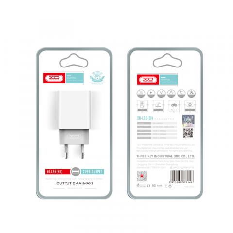 XO încărcător rețea 12W, 2x USB-A + cablu USB-A la Micro USB, alb (model L65) [2]