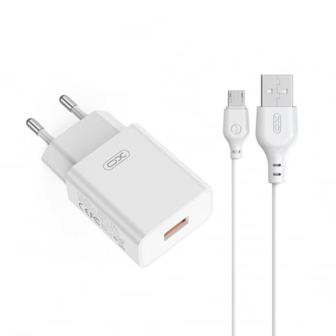 Incarcatoare - XO încărcător rețea 18W USB-A + cablu USB-A la Micro USB, alb (model L127)