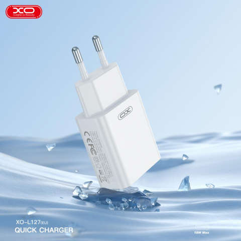 XO încărcător rețea 18W USB-A + cablu USB-A la USB-C, alb (model L127) [2]