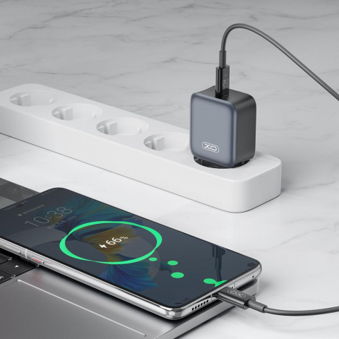 XO încărcător rețea 30W USB-C + cablu USB-C la USB-C, negru (model L155) [2]