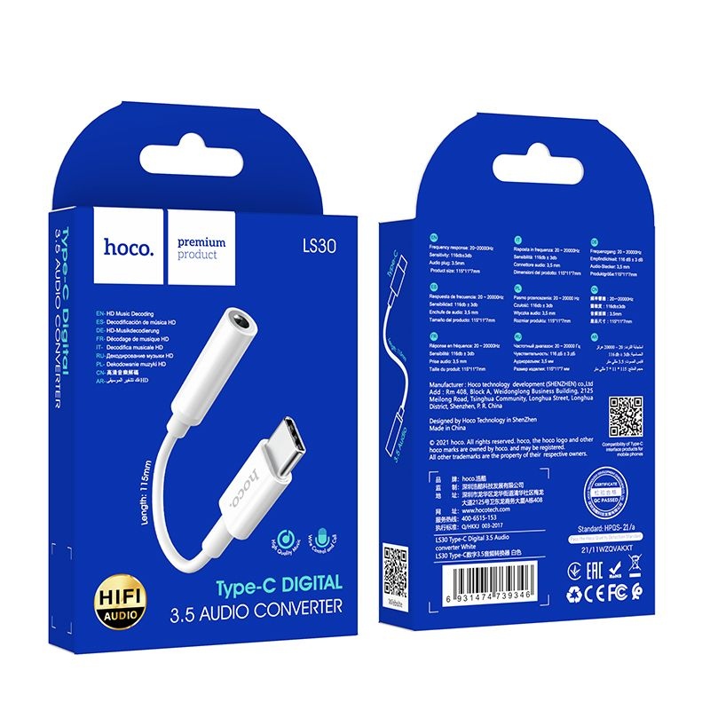 Hoco LS30 White - Adaptor Type-C la Jack 3.5mm pentru Căști [6]