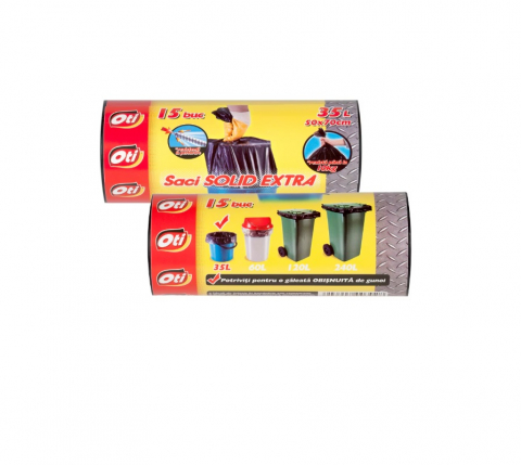 Casă - Saci Menajeri Oti Solid Extra, 35 Litri, 50 x 70 cm, 15 buc, Negru