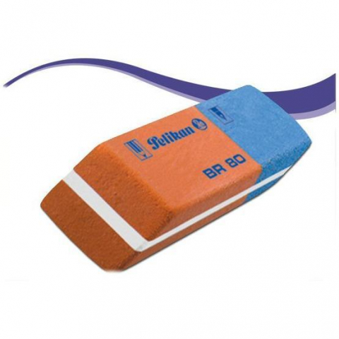 Rechizite - Radieră BR40 dublă față – Cauciuc roșu/albastru pentru corecturi perfecte