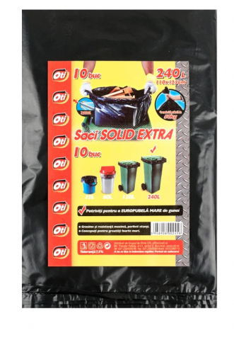 Casă - Saci Menajeri Oti Solid Extra, 240 Litri, 10 buc, Negru – Capacitate Maximă pentru Nevoile Tale