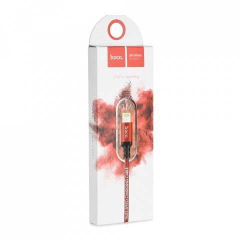 Cabluri - Cablu USB Hoco X14, USB-A la Lightning, 1m, Negru/Roșu