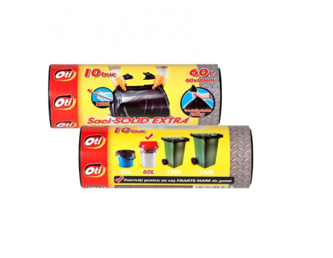 Casă si grădină - Saci Menajeri Oti Solid Extra, 60 Litri, 60 x 86 cm, 10 buc, Negru