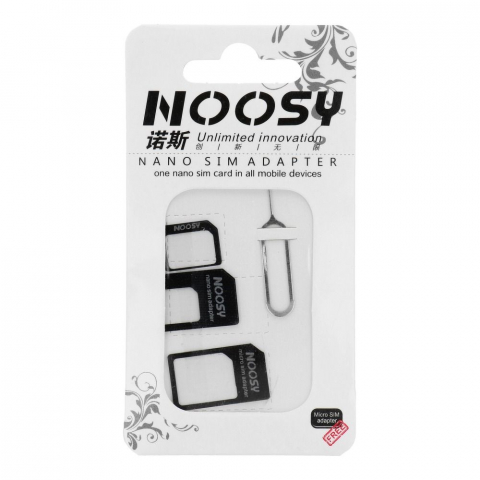 Diverse - Adaptor SIM Noosy 3 în 1 - Nano SIM, Micro SIM și SIM Standard, Negru