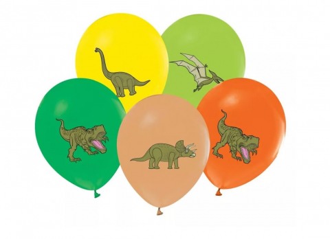 Articole petrecere - Baloane Dinozauri - Set 5 Bucăți, 12 Inch (30 cm) pentru Petreceri Preistorice
