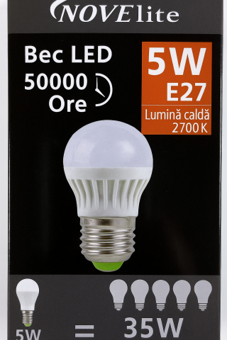 Casă - Bec LED Novelite 5W E27 – Economic si durabil, 50000 ore functionare
