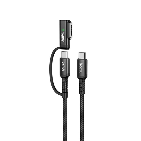 Accesorii GSM & IT - Cablu 2-în-1 USB-C to USB-C Mag3 HOCO U142, 240W, 1.8m, Black