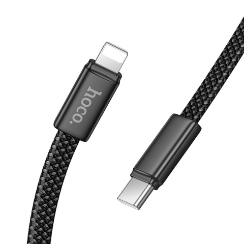 Accesorii GSM & IT - Cablu Hoco X125 USB-C la Lightning PD 30W 1m Flat Negru - Fast Charge iPhone