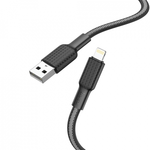 Cabluri - Cablu USB Hoco X69, USB-A la Lightning, 2.4A, 1m, Negru/Alb