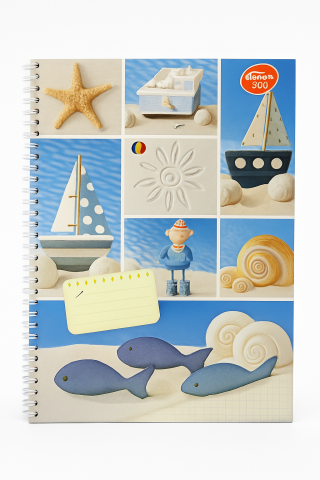 Caiete - Caiet A4 cu spirală – 80 file matematică, tematică marină, Aviosim