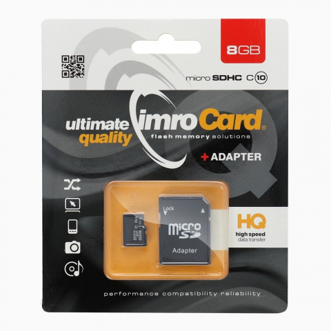 Diverse - Card Memorie Imro MicroSD 8GB cu Adaptor SD - Soluția Perfectă pentru Stocare Compactă