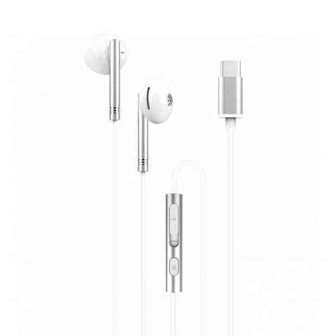 Casti - Căști Handsfree XO EP29 USB-C Albe - Compatibile Samsung, Microfon și Control pe Cablu