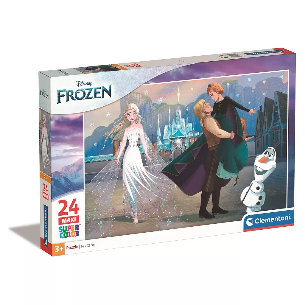 Jucarii si Gadget-uri copii - Disney Frozen,Regatul de gheata - Puzzle Maxi Clementoni 24 Piese, 62x42 cm, Colecția SuperColor