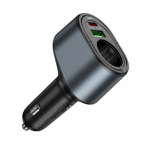 Accesorii GSM & IT - Hoco Încărcător Auto 35W USB-A + USB-C + Priză Brichetă, Fast Charge PD + QC3.0, Negru