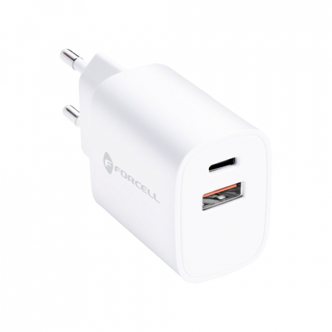 Incarcatoare - Încărcător de Călătorie Forcell F-Energy, Type-C + USB-A, 35W, PD & QC 4.0, Alb