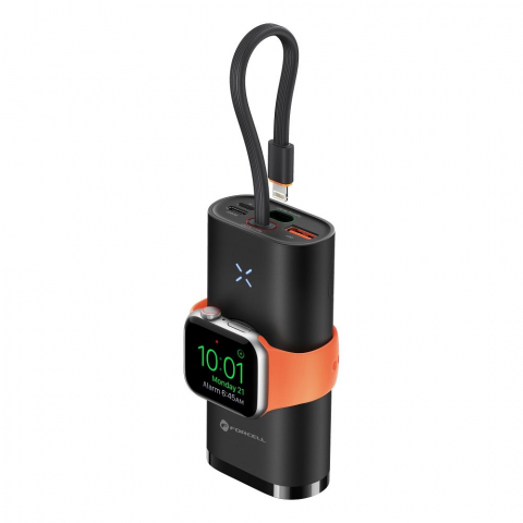 Powerbank-uri - Power Bank Forcell F-Energy F10K4 10.000 mAh, 22.5W PD + QC 3.0, Compatibil Apple Watch, Negru – Încărcare Completă Oriunde