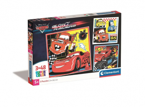 Puzzle copii - Puzzle Disney Cars Team 95 - Set 3x48 Piese Clementoni