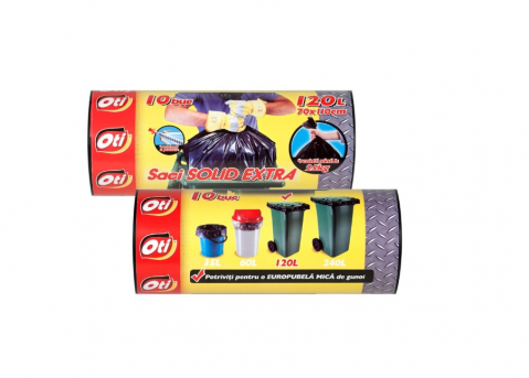 Casă - Saci Menajeri Oti Solid Extra, 120 Litri, 70 x 122 cm, 10 buc, Negru