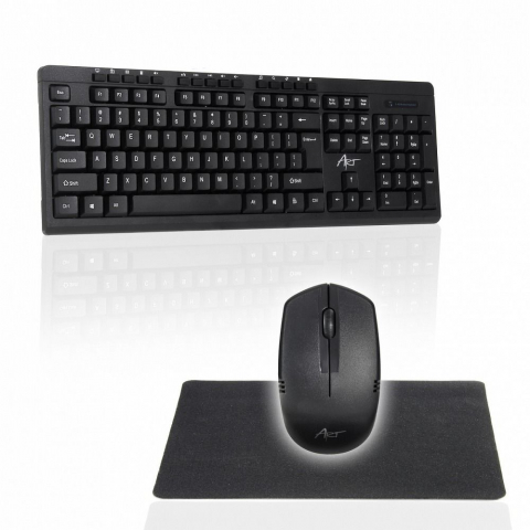 Diverse - Set computer wireless ART tastatură QWERTY + mouse + mousepad 2,4G AK-48A Negru