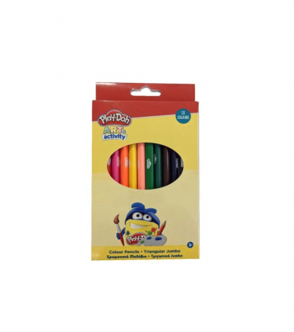 Instrumente scris - Set Creioane Colorate Jumbo Play-Doh – 12 Bucăți Triunghiulare pentru Mânuțe Mici
