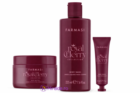 Cosmetice & Îngrijire personală - Set Royal Cherry Farmasi – Crema de Maini 30 ml, Gel de Dus 225 ml, Unt de Corp 250 ml – Parfum Dulce de Cirese