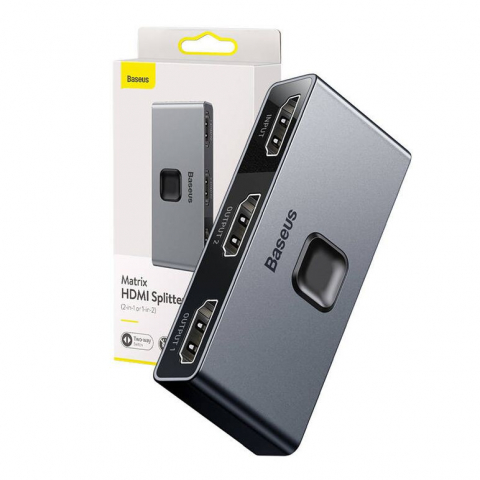 Adaptoare - Splitter HDMI Baseus Matrix 2x1 / 1x2, 4K, Bidirectional, Negru