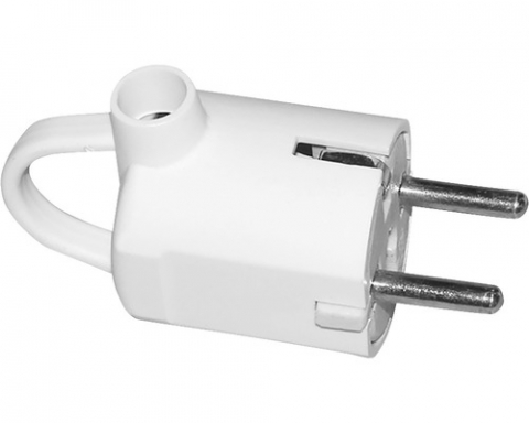 Casă - Ștecher ceramic cu contact de protecție și inel de tragere, alb