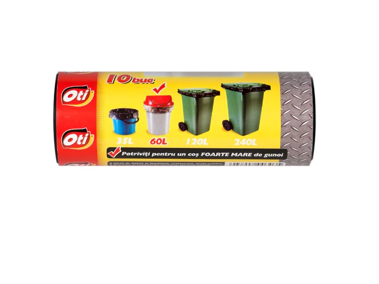 Saci Menajeri Oti Solid Extra, 60 Litri, 60 x 86 cm, 10 buc, Negru [1]