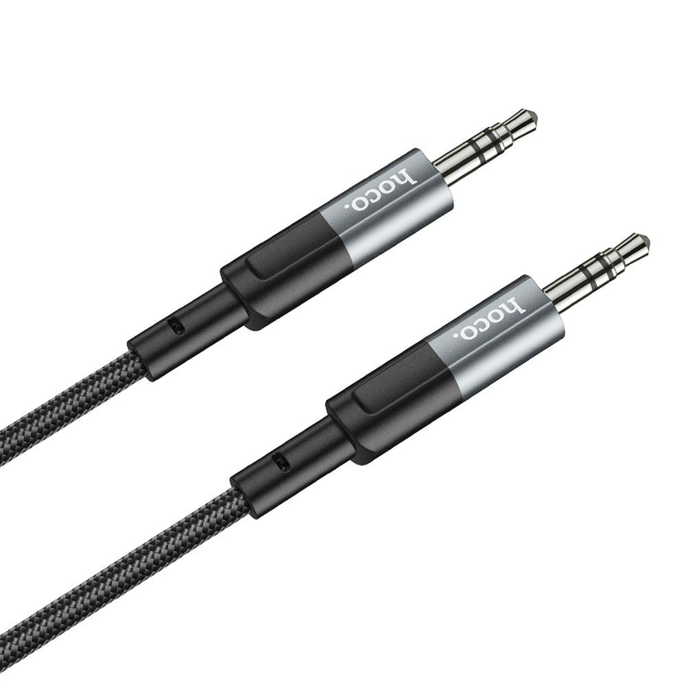 Hoco Cablu AUX Jack 3.5mm la Jack 3.5mm, 1m, Gri Metalic [1]
