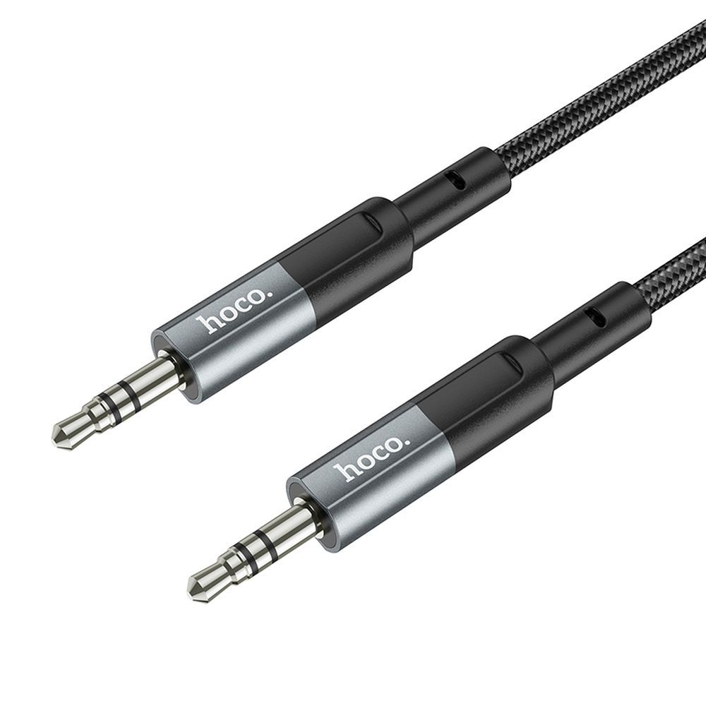 Hoco Cablu AUX Jack 3.5mm la Jack 3.5mm, 1m, Gri Metalic [2]