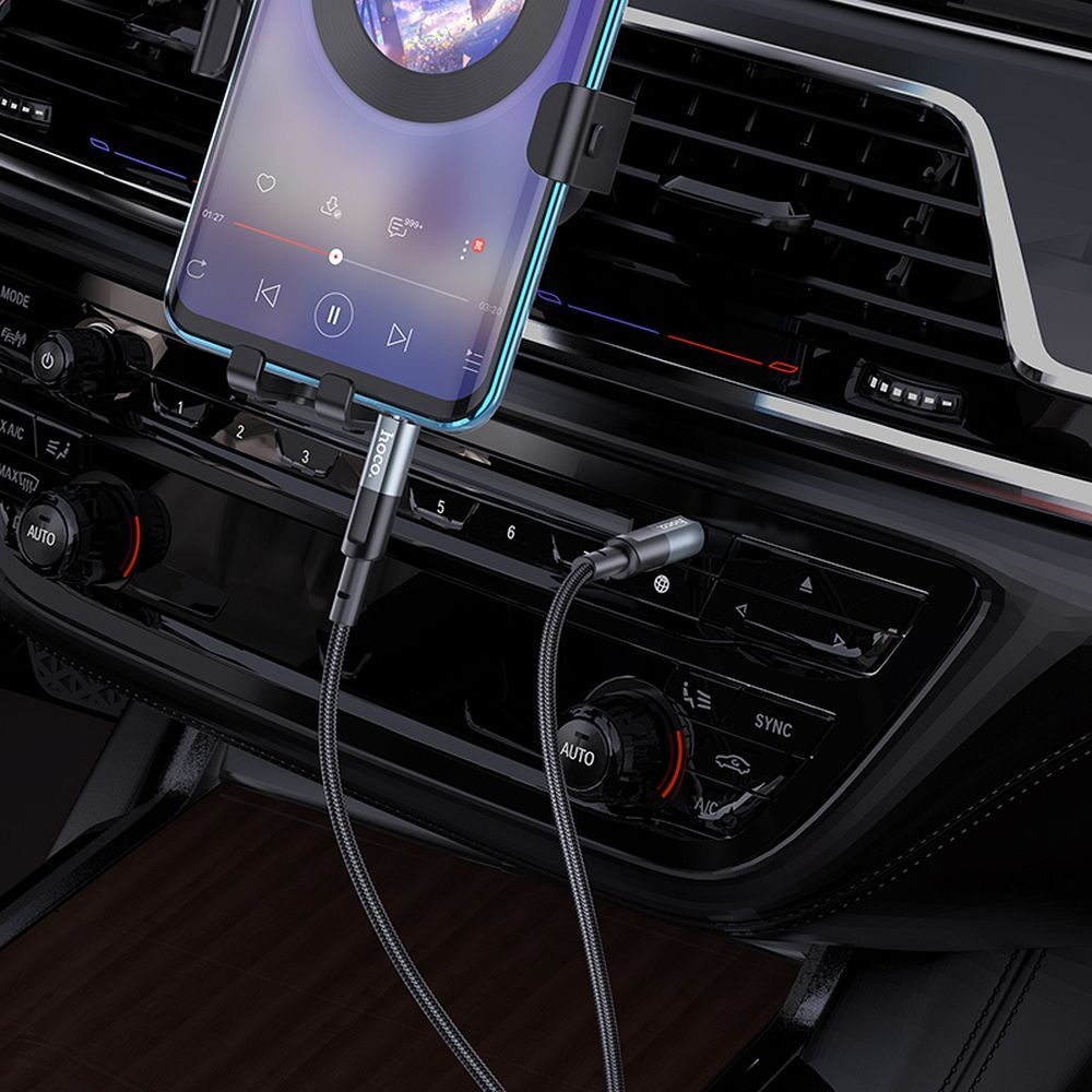 Hoco Cablu AUX Jack 3.5mm la Jack 3.5mm, 1m, Gri Metalic [7]