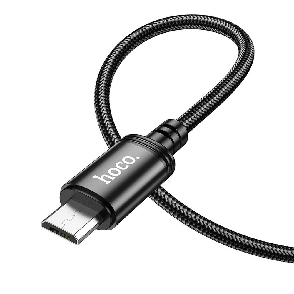 Cablu USB-A la Micro-USB Hoco X89 – 2.4A, 2m, Negru [2]