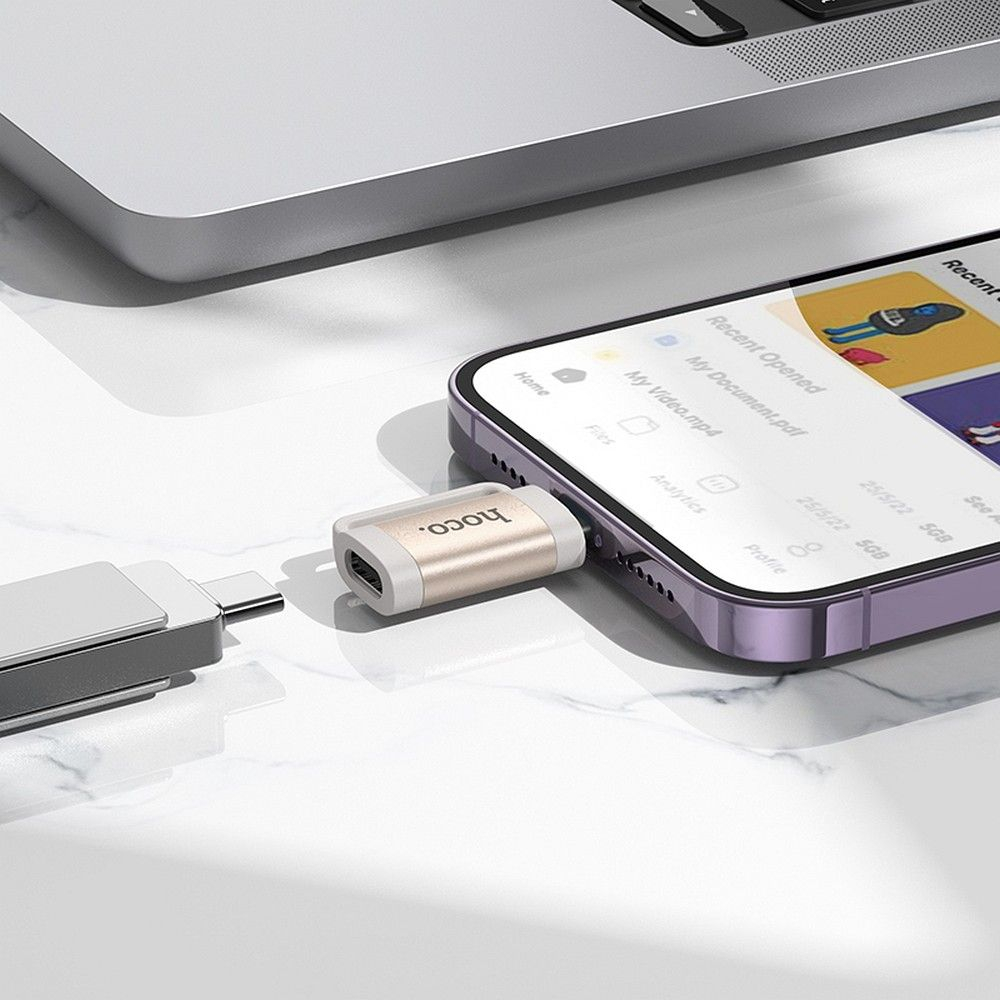 Adaptor OTG Hoco Lightning la Type-C, UA31B, Gri [2]