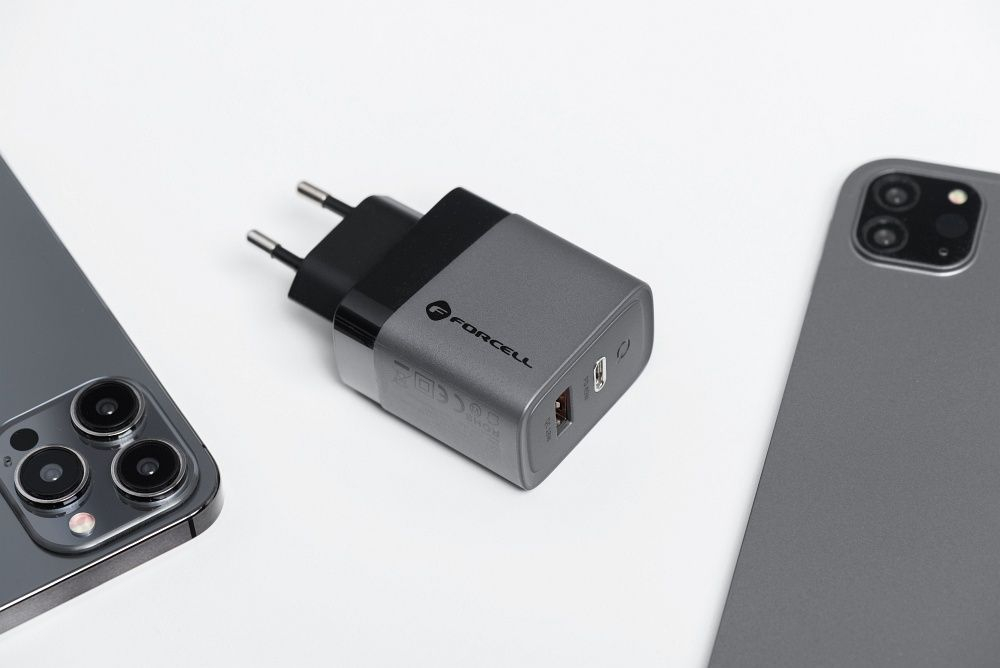 Încărcător de Călătorie Forcell F-Energy GaN VT-39, Type-C + USB-A, PD QC 4.0, 4A, 45W, Gri [6]
